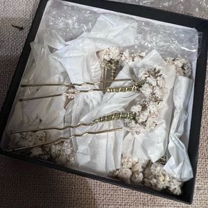 Baby’s breathe hairpins (real dried flowers) - set of 10